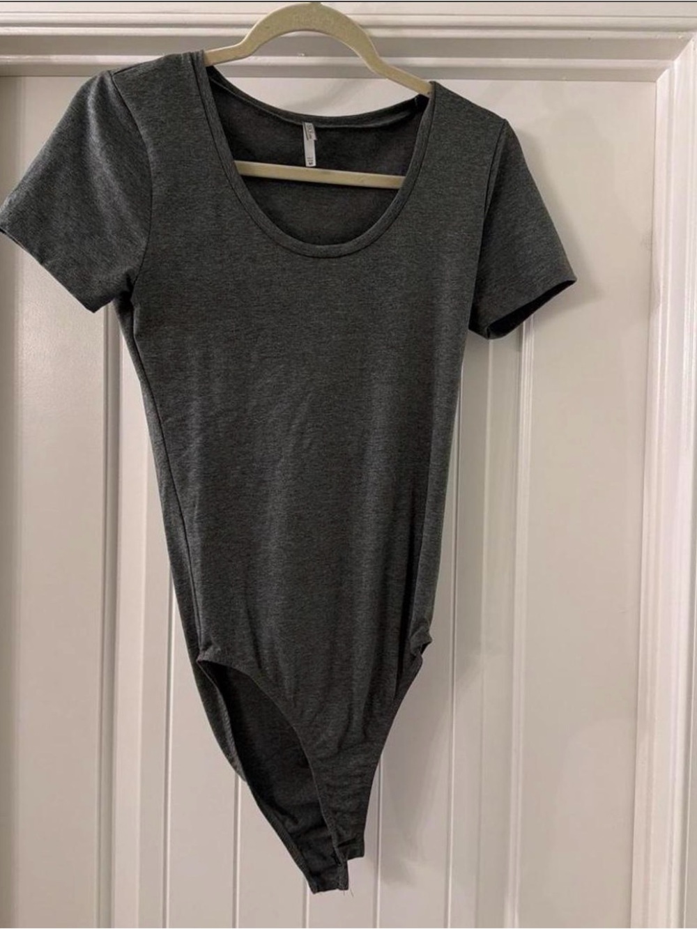 BKE Dark Gray Scoop Neck Short Sleeve Bodysuit